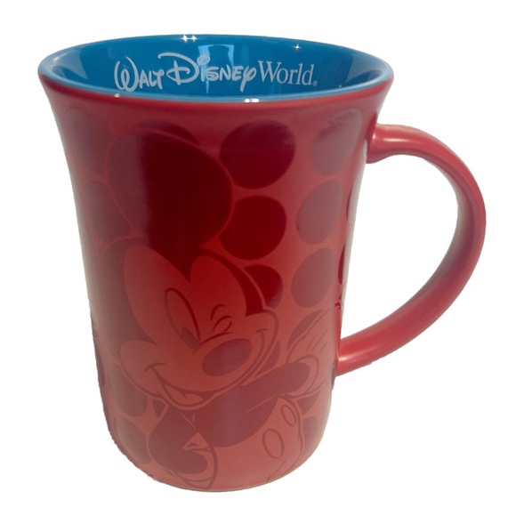 Walt Disney World Mickey Mouse Mug Red Blue Interior Ceramic Authentic Parks Cup - Picture 10 of 10